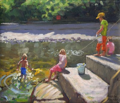 Kids fishing, Looe, Cornwall by Andrew Macara